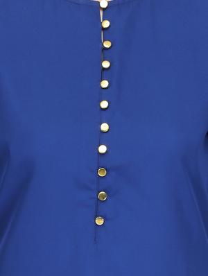 blue crepe straight solid kurta - 14461873 - Standard Image - 4