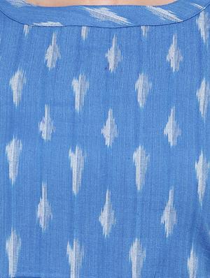 blue cotton a-line kurta - 14462366 - Standard Image - 4