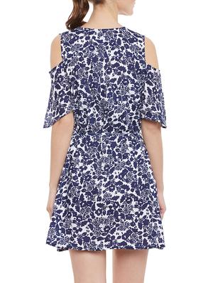 navy blue printed dress - 14462523 - Standard Image - 4