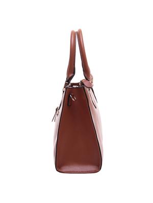 brown leatherette regular handbag - 14464086 - Standard Image - 4