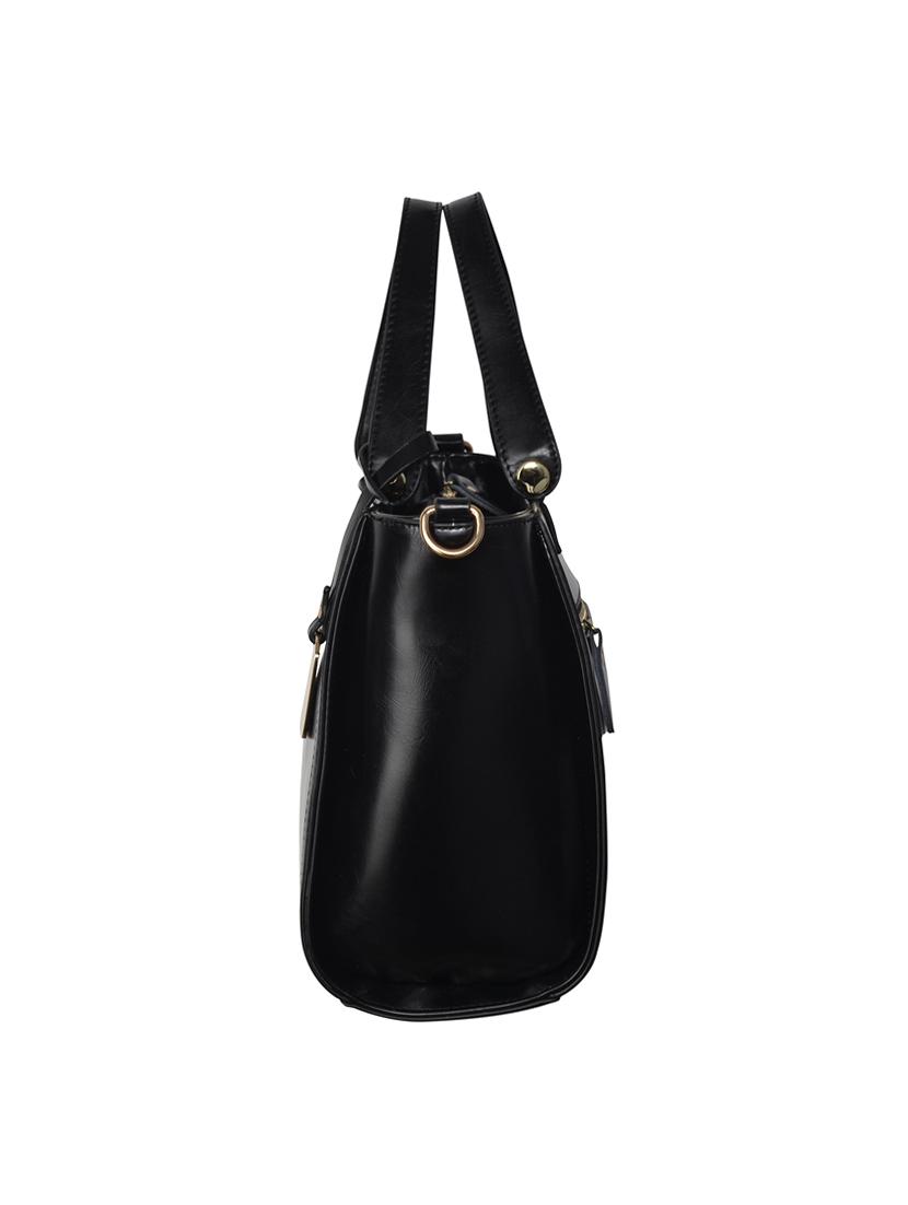 black leatherette regular handbag - 14464088 - Zoom Image - 4