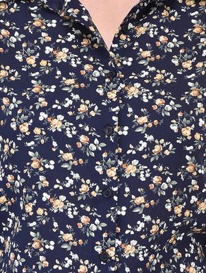 Navy blue printed cotton shirt - 14464357 - Standard Image - 4