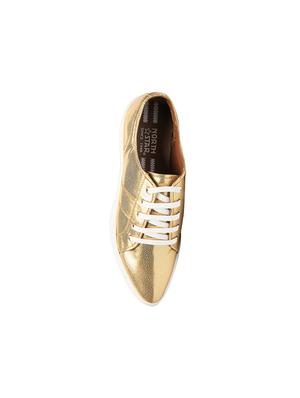gold leatherette laceup sneakers - 14464635 - Standard Image - 4