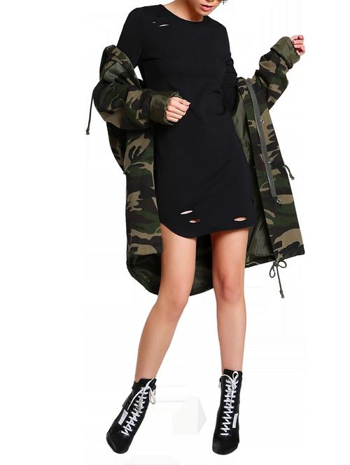 cutout detail distressed dress - 14469180 - Standard Image - 1