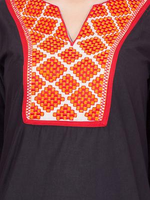 black cotton straight kurta - 14469217 - Standard Image - 4