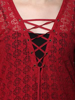Maroon Bell Sleeved Top - 14470282 - Standard Image - 4