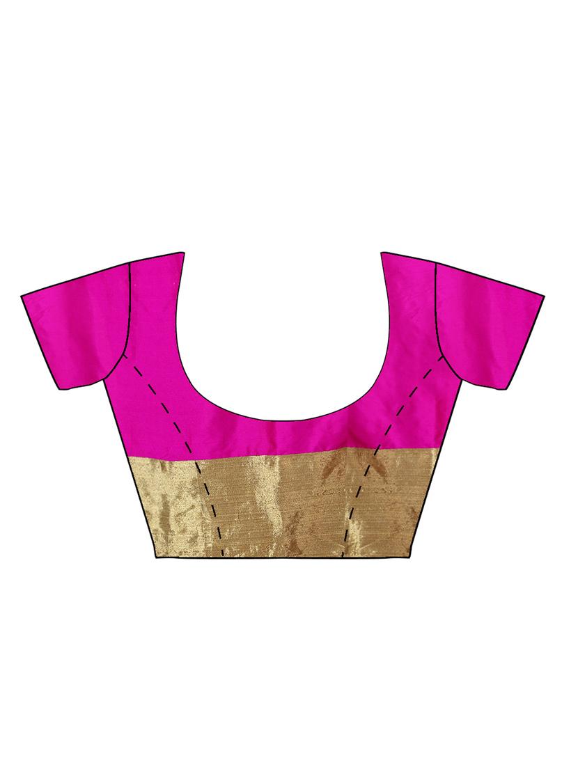 pink bordered saree with blouse - 14471086 - Zoom Image - 4