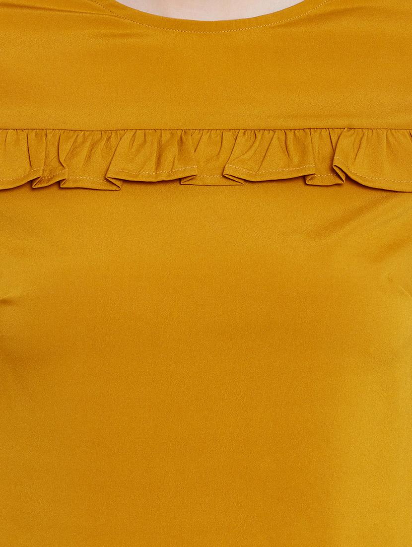 Mustard Yellow crepe regular top - 14471374 - Zoom Image - 4