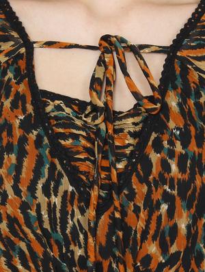 brown chiffon printed top - 14472283 - Standard Image - 4