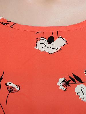 Orange printed a-line dress - 14473031 - Standard Image - 4
