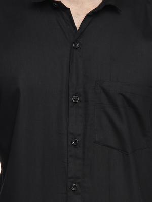 black cotton blend casual shirt - 14476645 - Standard Image - 4
