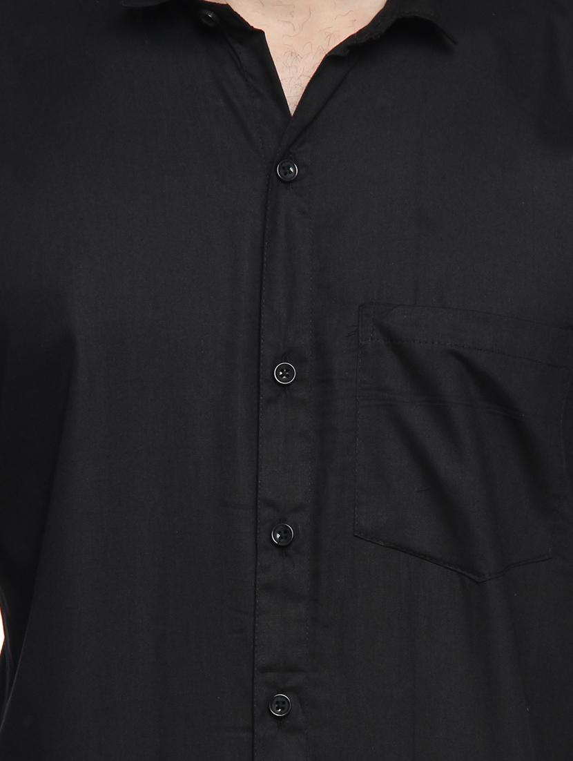 black cotton blend casual shirt - 14476645 - Zoom Image - 4