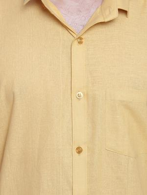 yellow cotton blend casual shirt - 14476653 - Standard Image - 4