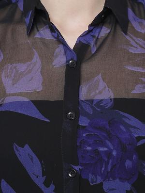 black printed georgette casual shirt - 14477798 - Standard Image - 4