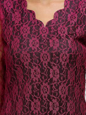 floral lace scallop neck shift dress - 14478513 - Standard Image - 4