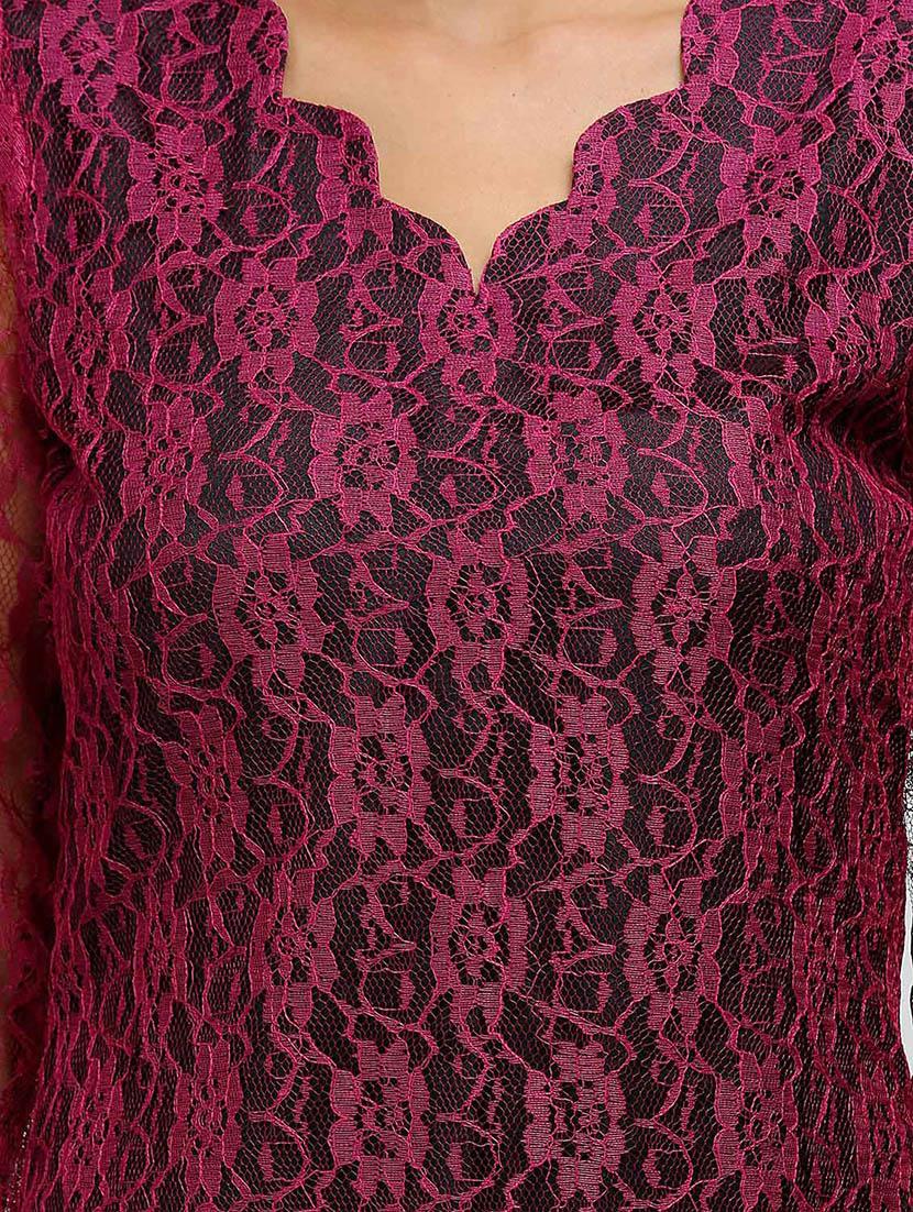 floral lace scallop neck shift dress - 14478513 - Zoom Image - 4