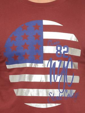 maroon cotton chest print tshirt - 14481968 - Standard Image - 4