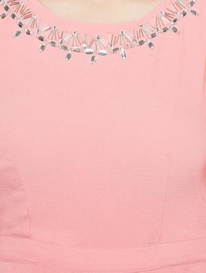 pink georgette gown dress - 14482341 - Standard Image - 4