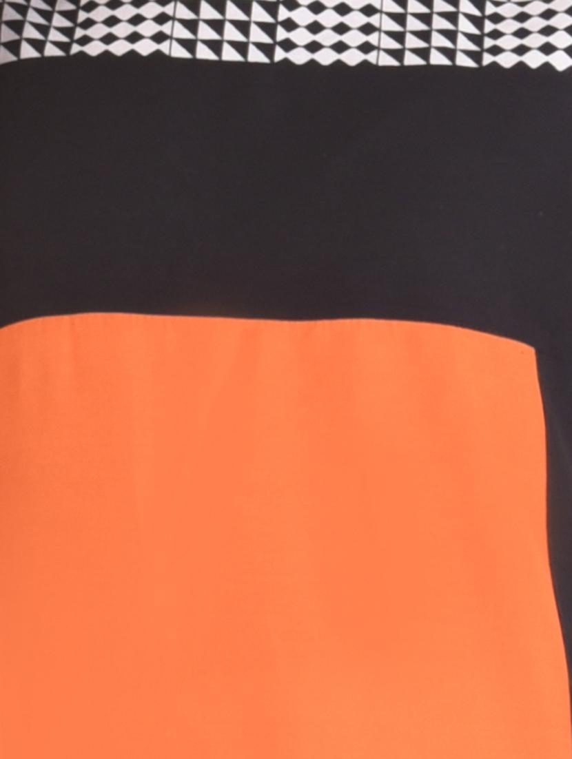 orange rayon asymmetric kurta - 14483759 - Zoom Image - 4
