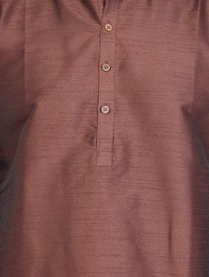 PAROKSH brown silk blend long kurta - 14484754 - Standard Image - 4