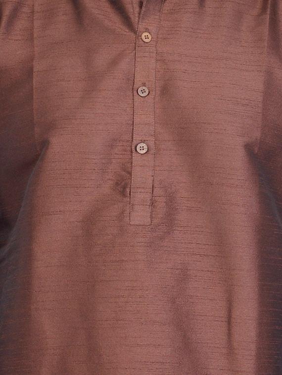PAROKSH brown silk blend long kurta - 14484754 - Zoom Image - 4