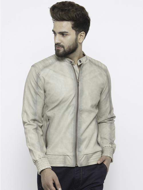 beige leatherette biker jacket - 14484786 - Very Small Image - 1