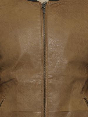 brown leatherette biker jacket - 14484791 - Standard Image - 4