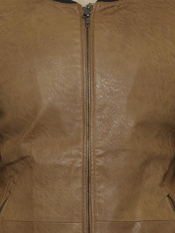 brown leatherette biker jacket - 14484791 - Zoom Image - 4