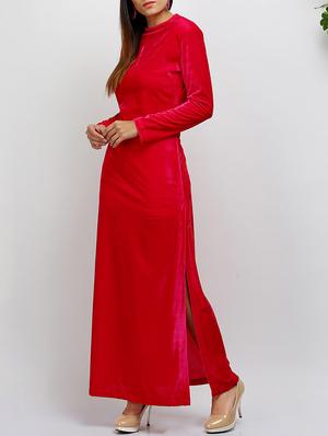 pink velvet maxi dress - 14486576 - Standard Image - 4