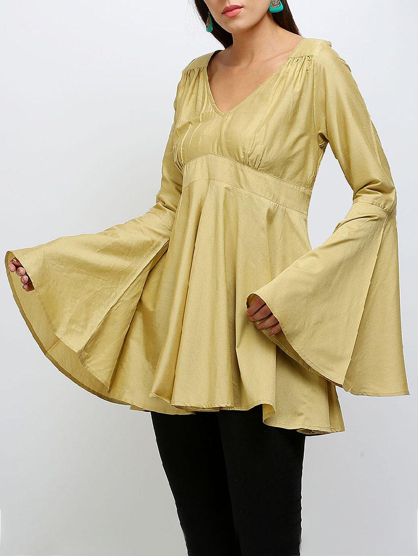 a-line bell sleeved silk blend top - 14486590 - Zoom Image - 4