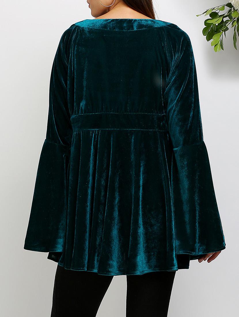 a-line bell sleeved velvet top - 14486595 - Zoom Image - 4