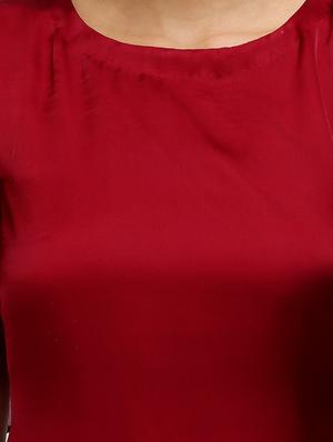 Maroon satin a-line dress - 14486601 - Standard Image - 7