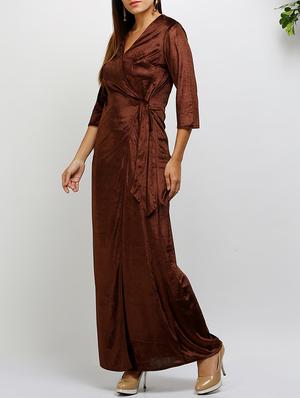 brown velvet wrap dress - 14486604 - Standard Image - 4