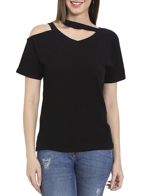 asymmetric neck solid top - 14488383 - Standard Image - 1