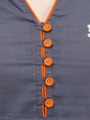 Grey cotton straight kurta - 14491932 - Standard Image - 4