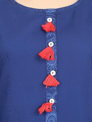 blue denim straight kurta - 14495386 - Standard Image - 4