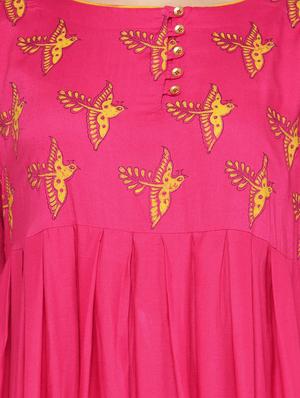 pleated block print kurta - 14495461 - Standard Image - 4