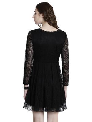 black lace fit & flare dress - 14497681 - Standard Image - 4