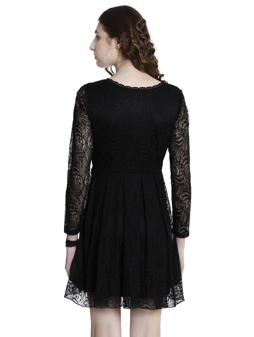 black lace fit & flare dress - 14497681 - Zoom Image - 4