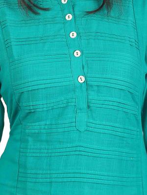 green cotton straight kurta - 14497989 - Standard Image - 4