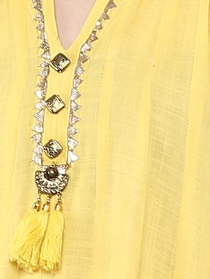 yellow rayon flared kurta - 14498507 - Standard Image - 4