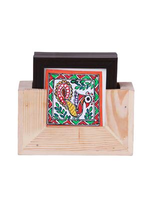 Madhubani Handpainted Coasters Set - 14499387 - Standard Image - 4