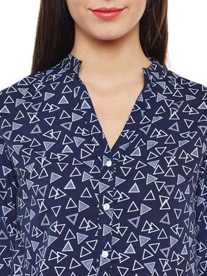 Navy blue crepe top - 14499395 - Standard Image - 4