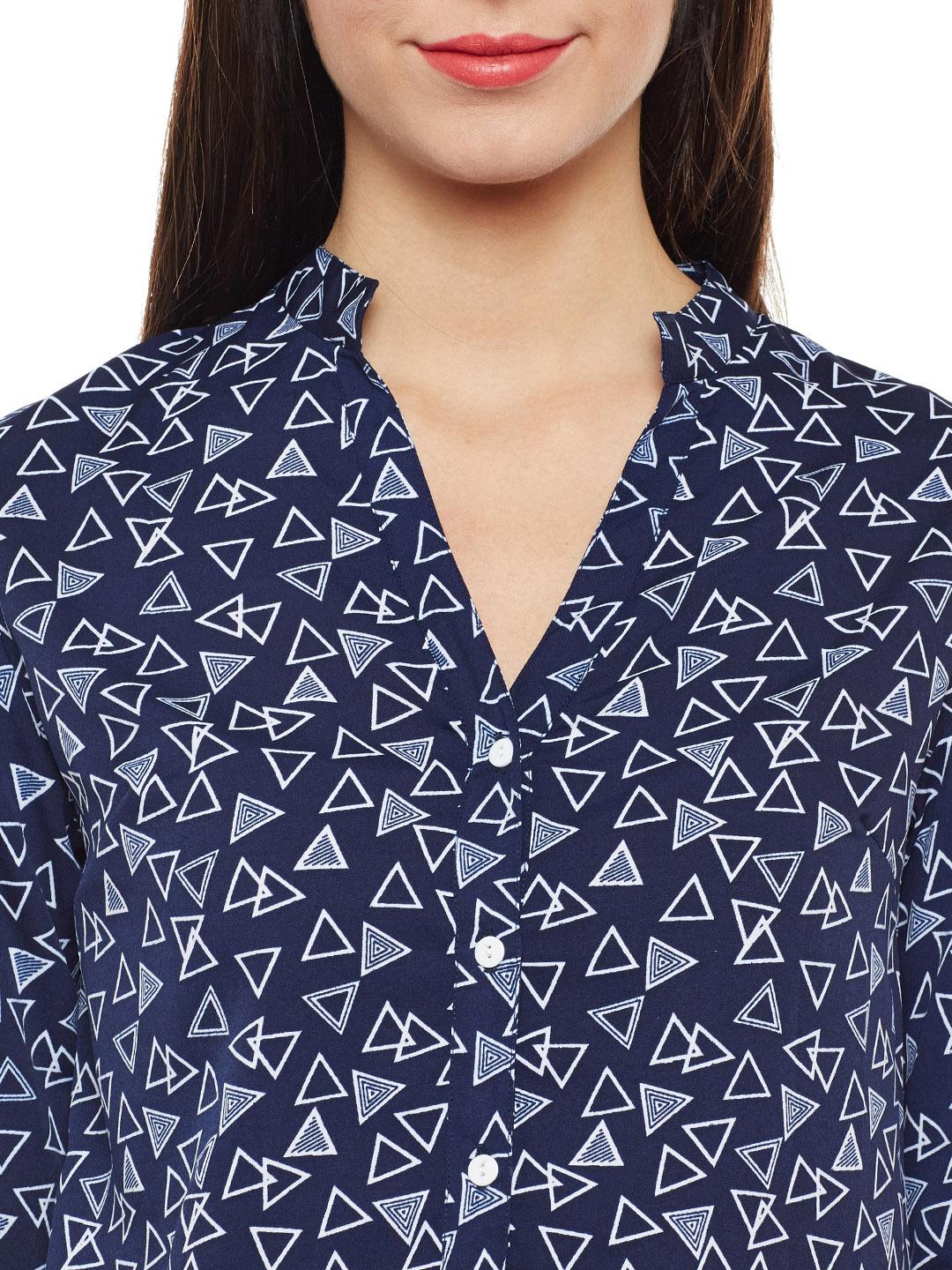 Navy blue crepe top - 14499395 - Zoom Image - 4