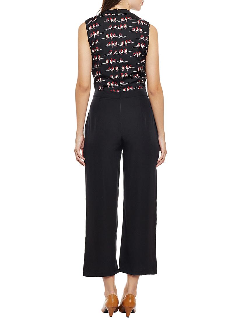 black crepe full leg jumpsuit - 14499597 - Zoom Image - 4