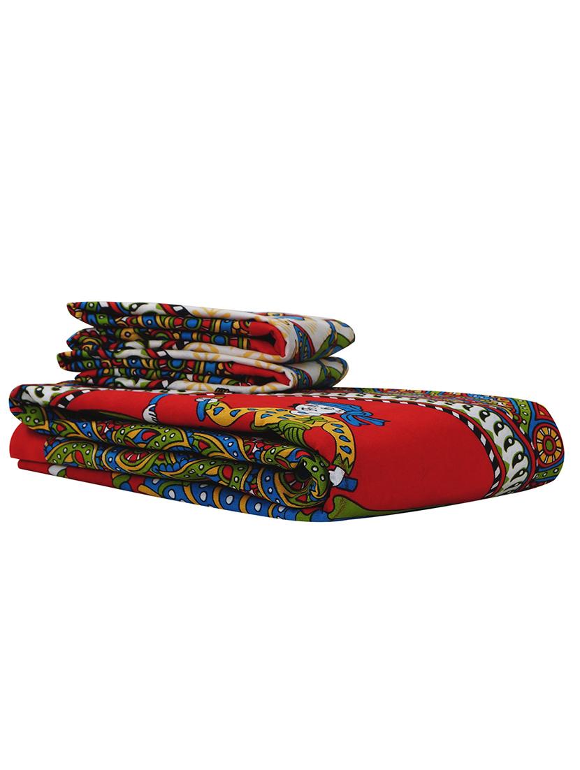 152 TC Pure Cotton Traditional Rajasthani Printed Double Bed Sheet With 2 Pillow Covers - 14502825 - Zoom Image - 4