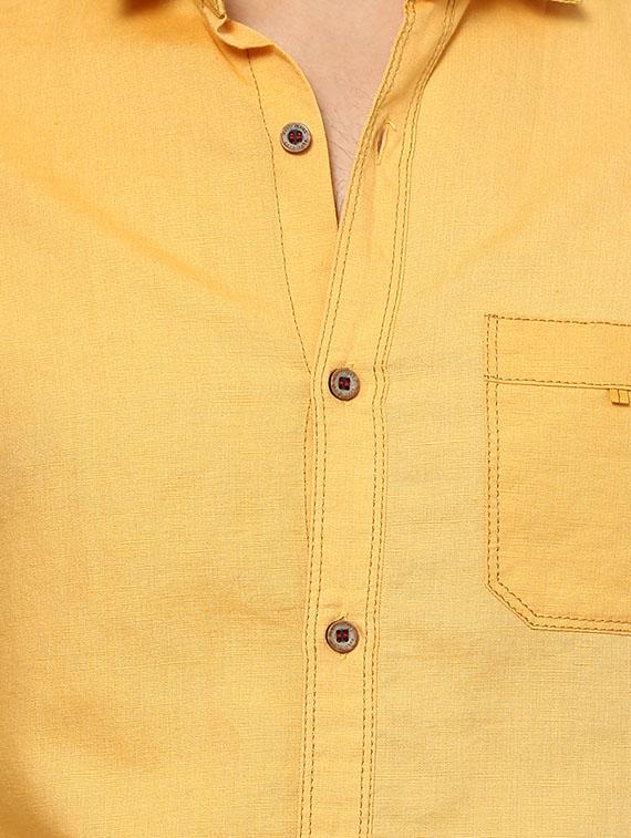 yellow cotton casual shirt - 14504783 - Zoom Image - 4