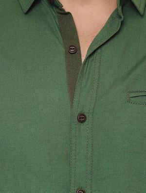 green cotton casual shirt - 14504861 - Standard Image - 4