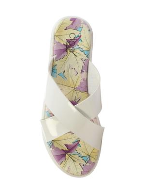 white faux leather slides - 14505408 - Standard Image - 4