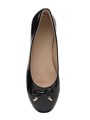 black faux leather slip on ballerina - 14505669 - Standard Image - 4
